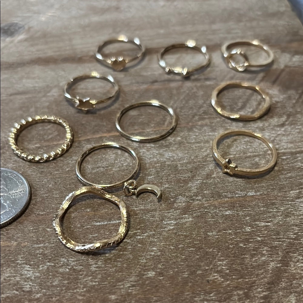 Gold and Silver Ring Set of 10